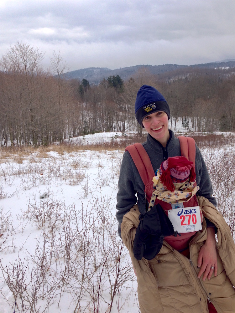 Babywoods and me participating in our town's snowshoe-a-thon last year