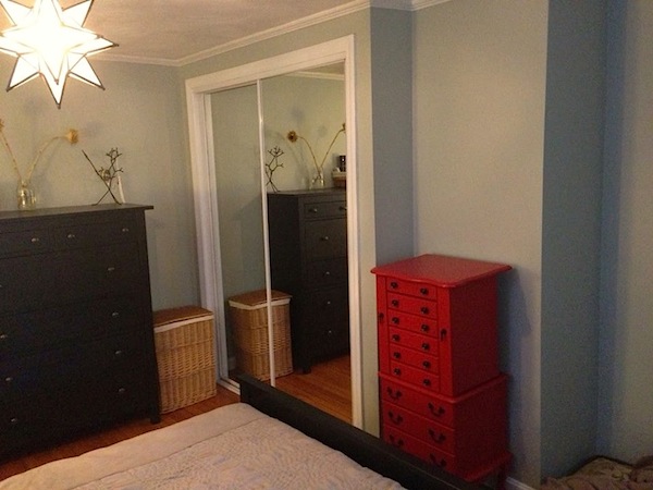 The room, jewelry chest & closet doors we painted/refinished