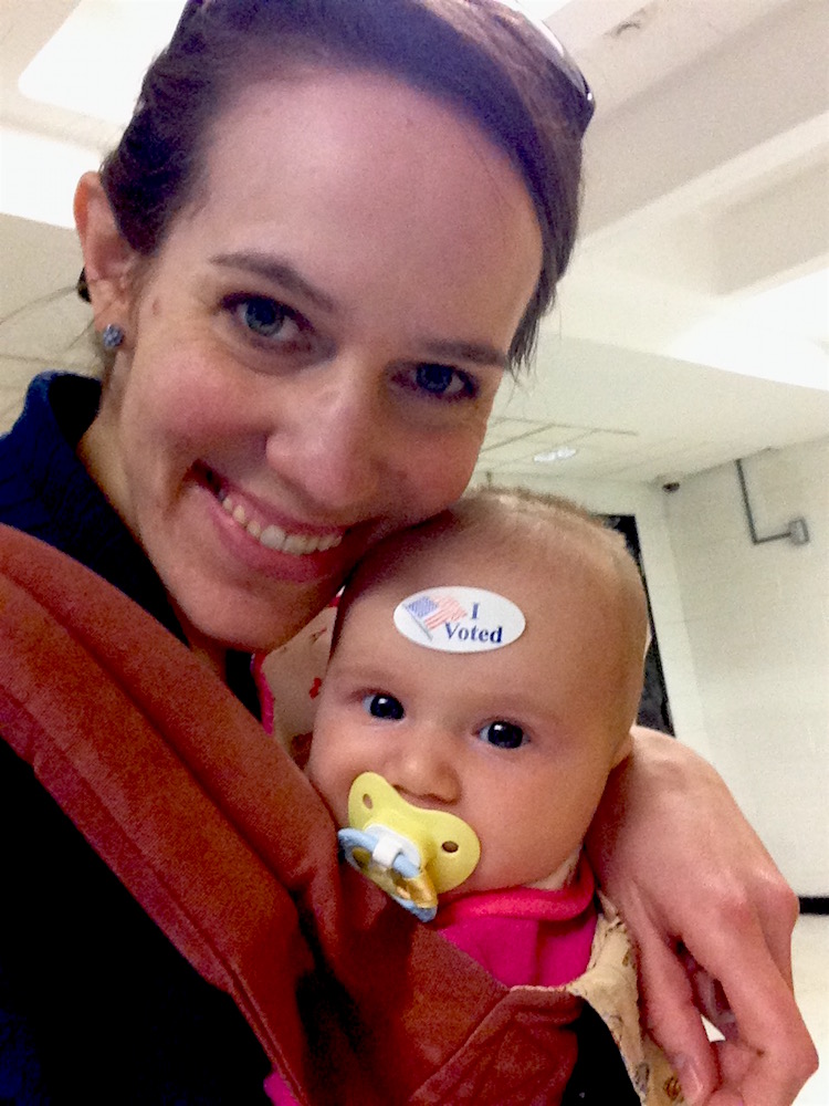 Babywoods and I voted in our hand-me-down Ergo