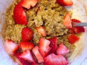 Saturday oats with strawberries from Aldi's!