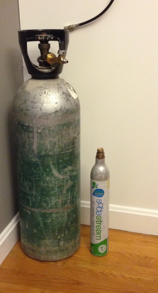 The new CO2 tank is slightly larger than the sodastream tank...