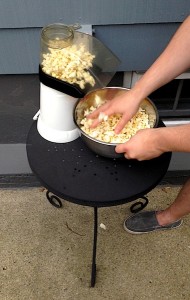 Popped the popcorn outside so as not to heat up the house