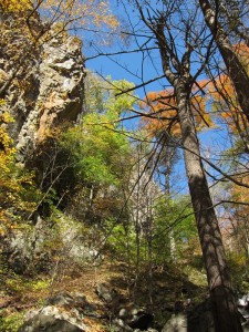Looking up from the canyon of Little Devil Stairs