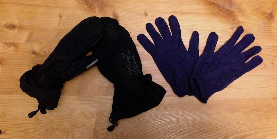 Mittens on the left, gloves on the right