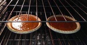 Pies in the oven (and I now see that I forgot the topping...)