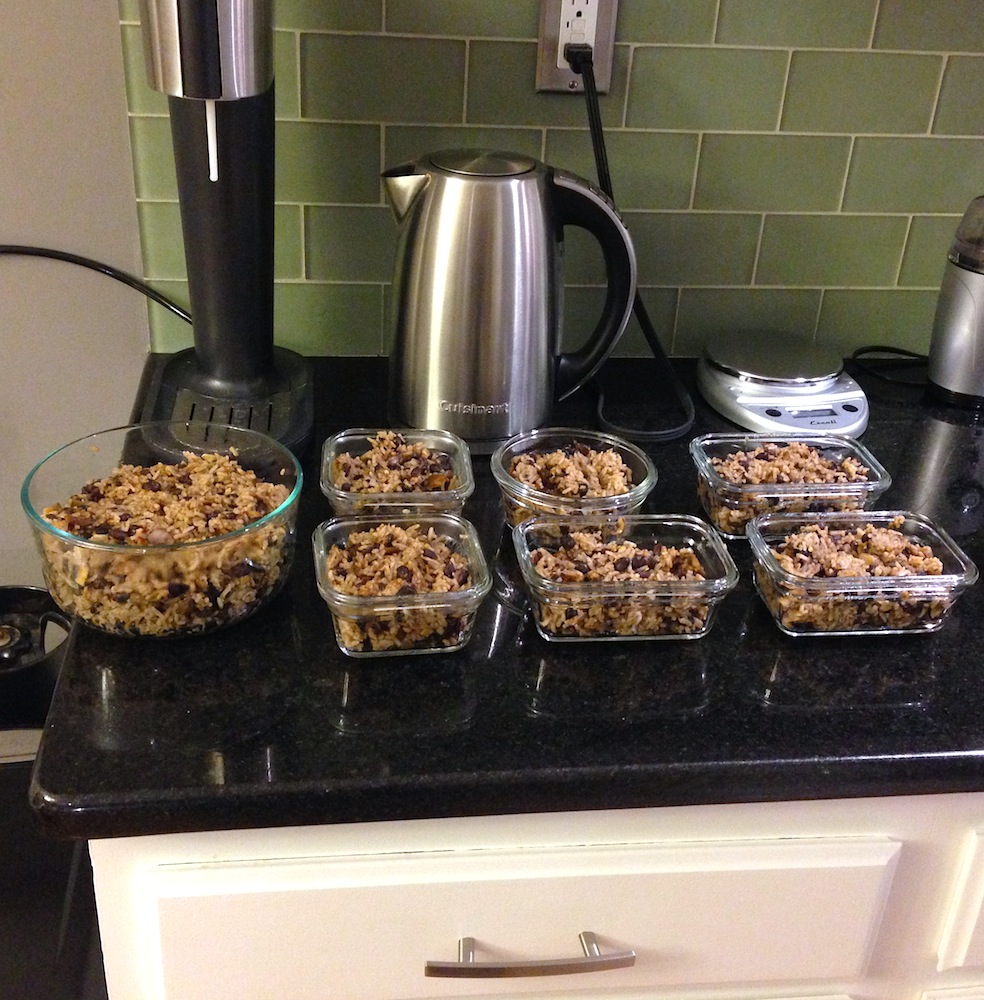 Our rice-and-beans portioned out for the week