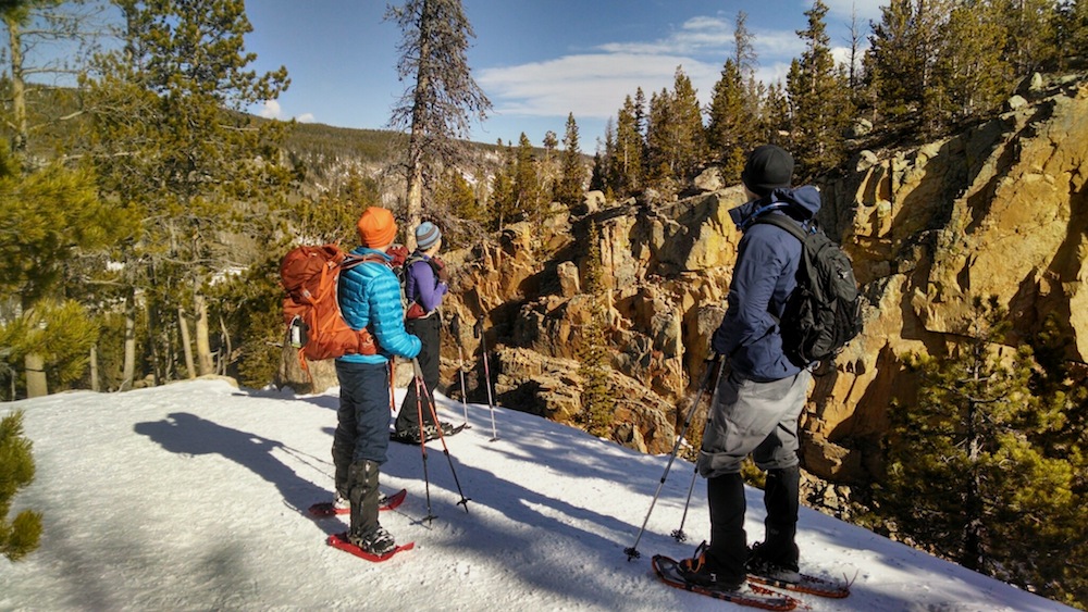 My new frugal friends and I on a frugal snowshoeing adventure in Rocky Mountain National Park