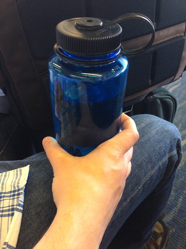 Our free waterbottle at the airport