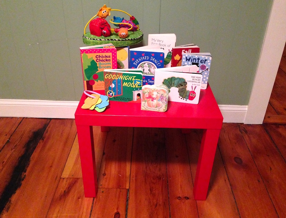 An array of hand-me-down books and toys we've received