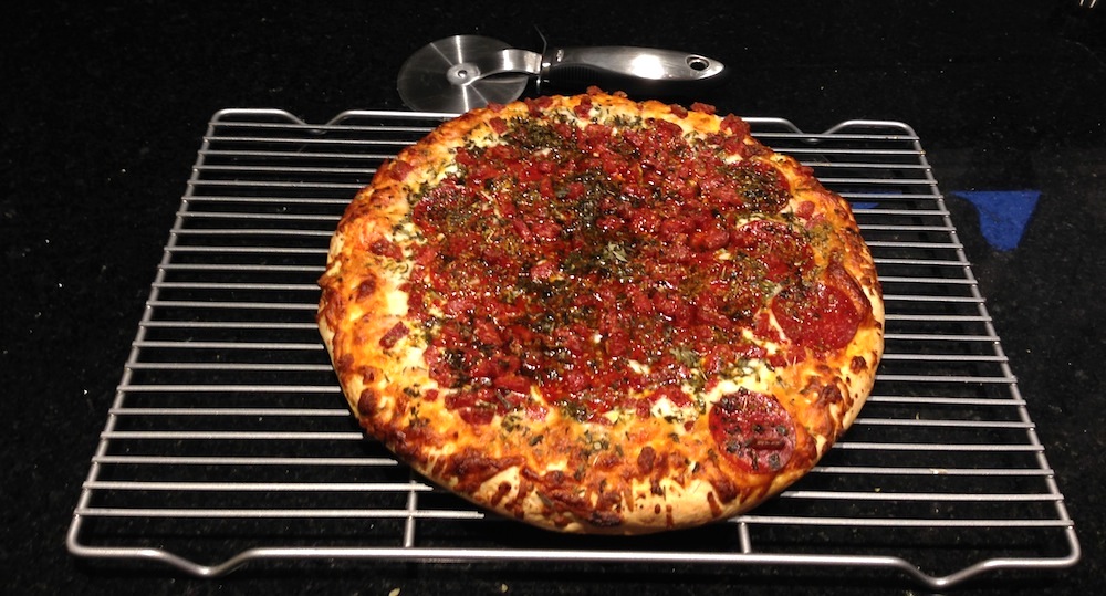 Our Costco pizza in all its glory