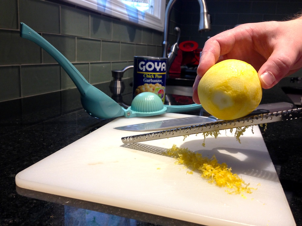Mr. FW zesting a lemon for homemade hummus