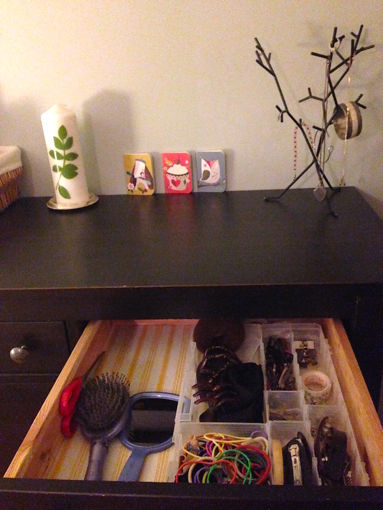 I'm super pleased with my freshly organized dresser drawers