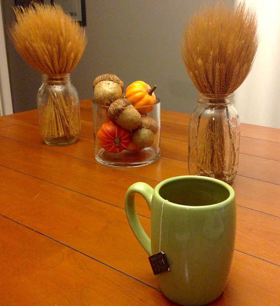 Taking time to enjoy tea with my fall decor