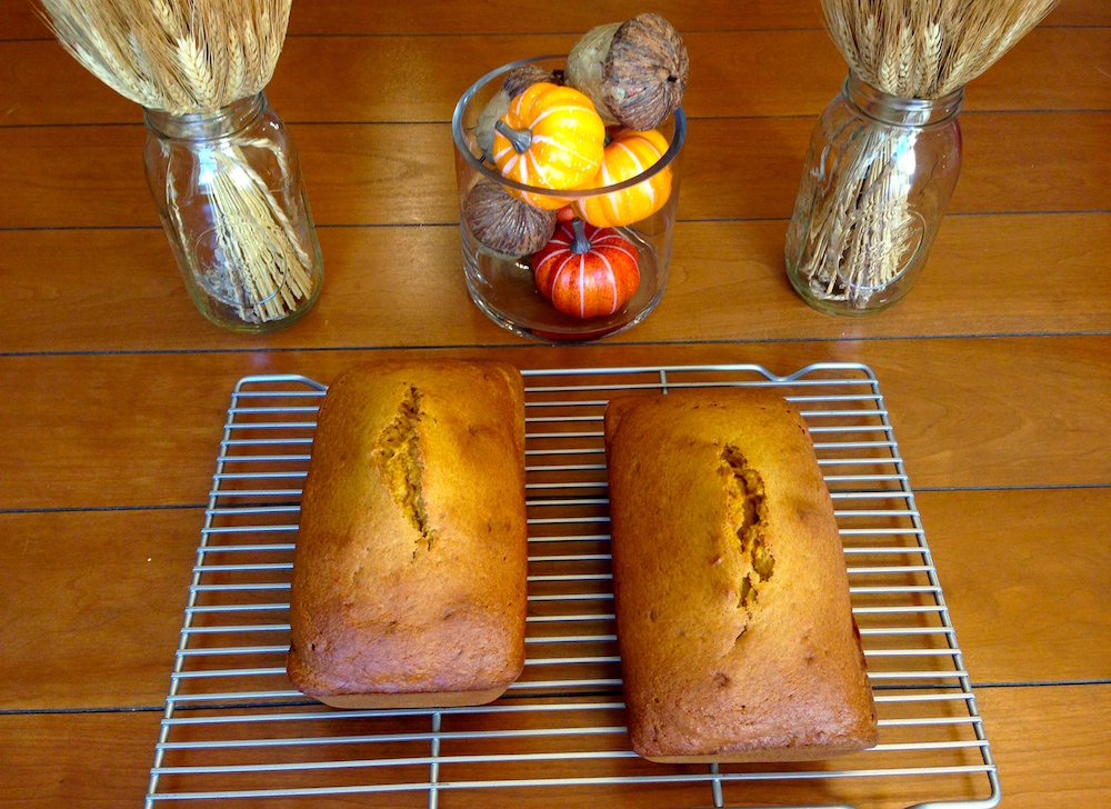 Pumpkin breads I baked over the weekend: one for a dinner party and one for a friend
