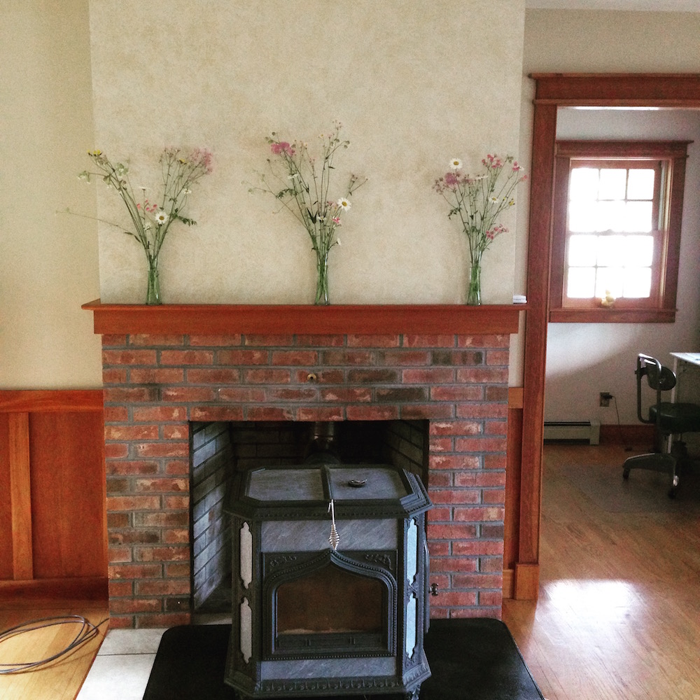 Our woodstove: chillin' summer-style with wildflowers!