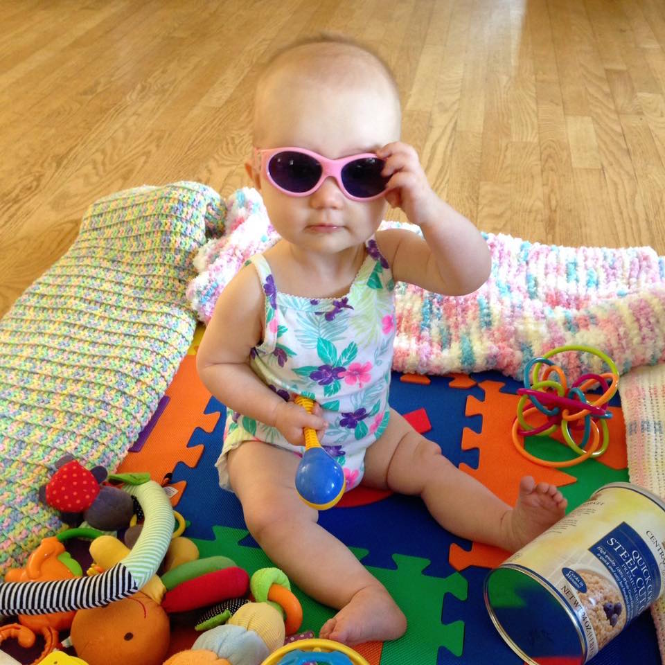 Babywoods surveys the scene in her baby shades