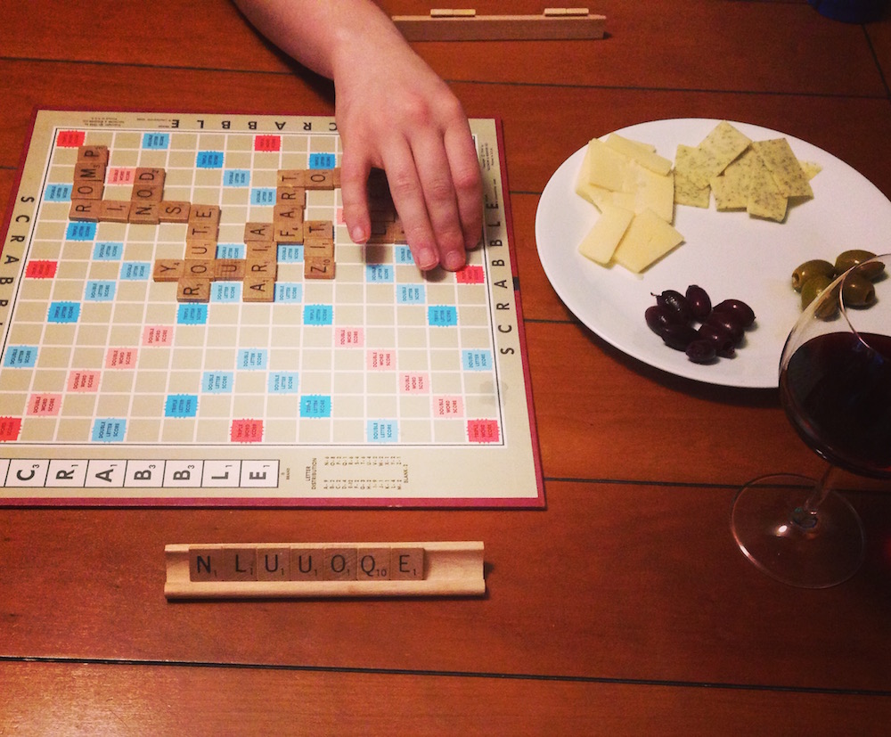 One of our favorite frugal date night activities: board games and hors d'oeuvres!