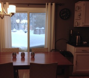 The snow as measured by our kitchen table