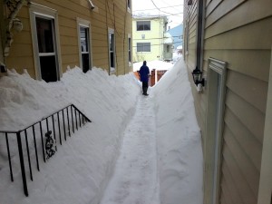 Mr. FW shoveling our front walk