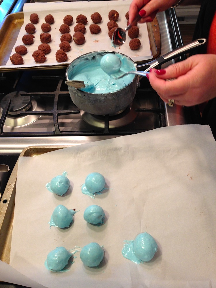 My mother-in-law making bon-bons