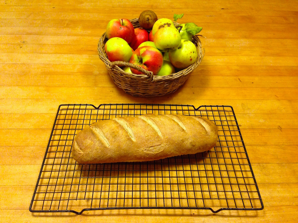 Mr. FW's homemade bread alongside some homegrown VT apples