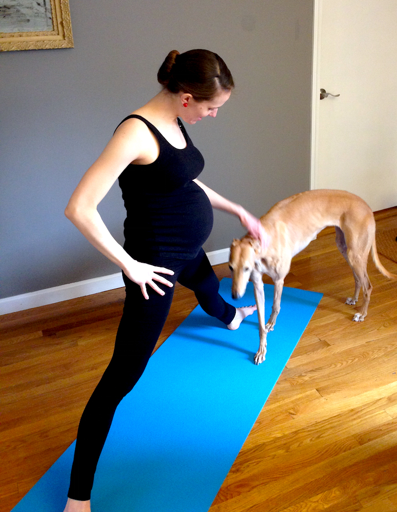 Me & FH doing some 38 weeks pregnant yoga