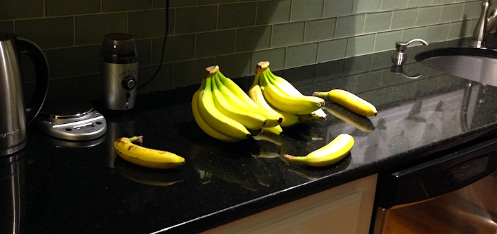 Bananas: on a counter!